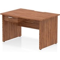 Impulse 1200x800 Scalloped Desk Walnut Top Panel End + 1D Ped