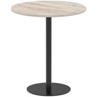Italia 1000mm Poseur Round Table Grey Oak Top 1145mm High Black Leg