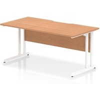 Impulse 1600 x 800mm Scalloped Edge Straight Office Desk Oak Top White