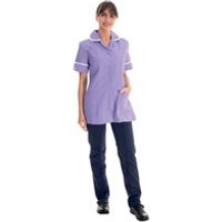 Work in Style Female Nursing Tunic Lilac with White Trim 42 Inch