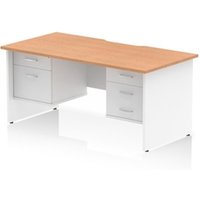 Impulse 1600 x 800mm Scalloped Edge Straight Office Desk Oak Top White
