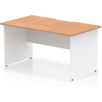 Impulse 1400 x 800mm Scalloped Edge Straight Office Desk Oak Top White