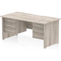 Impulse 1600 x 800mm Scalloped Edge Straight Office Desk Grey Oak Top
