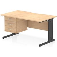Impulse 1400 x 800mm Scalloped Desk Maple Black Cable Managed + 3D Ped