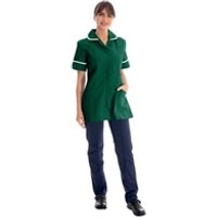 Work in Style Female Nursing Tunic Bottle Green + White Trim 42 Inch