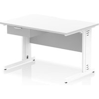 Impulse 1200x800 Scalloped Desk White Top White Cable Managed + 1D Ped