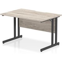 Impulse 1200 x 800mm Scalloped Edge Straight Office Desk Grey Oak Top