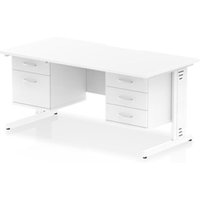 Impulse 1600 x 800 Scalloped Desk White Cable Managed Leg 2D + 3D Ped