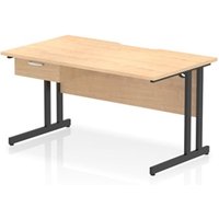Impulse 1400 x 800mm Scalloped Desk Maple Black Cantilever Leg 1D Ped