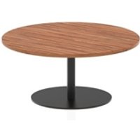 Italia 1000mm Round Coffee Table Walnut Top 475mm High Black Leg