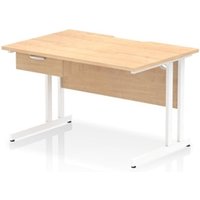 Impulse 1200x800 Scalloped Desk Maple White Cantilever Leg + 1D Ped