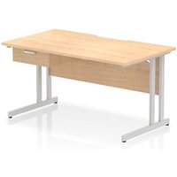 Impulse 1400 x 800mm Scalloped Desk Maple Top Silver Cantilever 1D Ped