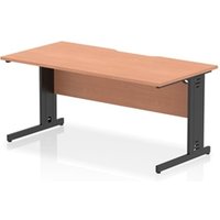 Impulse 1600 x 800mm Scalloped Edge Straight Office Desk Beech Top