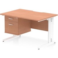 Impulse 1200x800 Scalloped Desk Beech White Cable Managed + 2D Ped