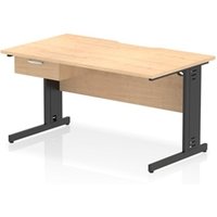 Impulse 1400 x 800mm Scalloped Desk Maple Black Cable Managed + 1D Ped