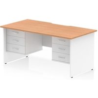 Impulse 1600 x 800mm Scalloped Edge Straight Office Desk Oak Top White