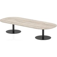 Italia 2400mm Boardroom Coffee Table Grey Oak Top 475mm High Black Leg