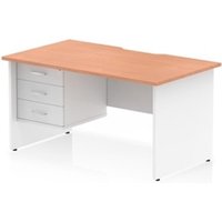 Impulse 1400 x 800mm Scalloped Desk Beech White Panel End + 3D Ped