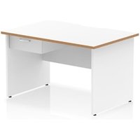 Oslo 1200x800 Scalloped Desk White Wood Edge White Panel End 1D Ped