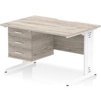 Impulse 1200x800 Scalloped Desk Grey Oak White Cable Managed + 3D Ped