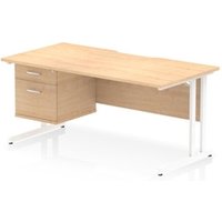 Impulse 1600 x 800mm Scalloped Desk Maple White Cantilever + 2D Ped