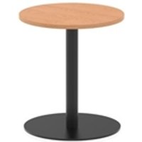 Italia 600mm Poseur Round Table Oak Top 720mm High Black Leg