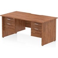 Impulse 1600 x 800mm Scalloped Edge Straight Office Desk Walnut Top