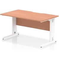 Impulse 1400 x 800mm Scalloped Edge Straight Office Desk Beech Top
