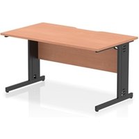 Impulse 1400 x 800mm Scalloped Edge Straight Office Desk Beech Top