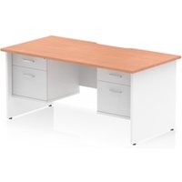 Impulse 1600 x 800mm Scalloped Desk Beech White Panel End 2x2D Ped