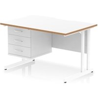 Oslo 1200x800 Scalloped Desk White Wood Edge White Cantilever 3D Ped