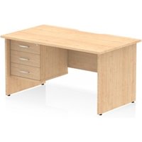Impulse 1400 x 800mm Scalloped Edge Straight Office Desk Maple Top