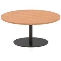 Italia 1000mm Round Coffee Table Oak Top 475mm High Black Leg