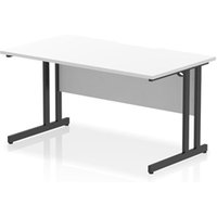 Impulse 1400 x 800mm Scalloped Desk White Top Black Cantilever Leg