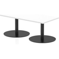 Italia 1200 x 600mm Rectangular Coffee Table White Top Black Leg