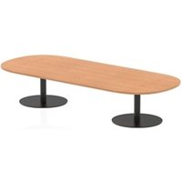 Italia 2400mm Boardroom Coffee Table Oak Top 475mm High Black Leg