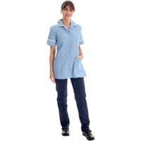 Work in Style Female Nursing Tunic Sky with White Trim 46 Inch