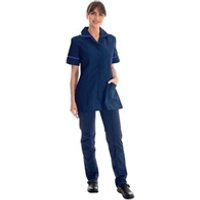 Work in Style Female Nursing Tunic Navy with Purple Trim 48 Inch
