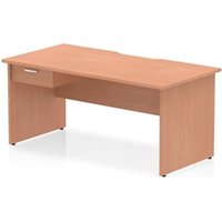 Impulse 1600 x 800mm Scalloped Desk Beech Panel End + 1D Ped