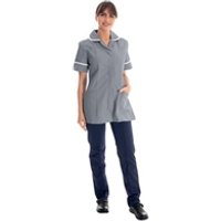 Work in Style Female Nursing Tunic Storm Grey with White Trim 44 Inch