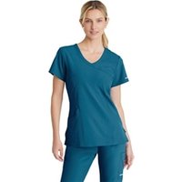 Skechers Womens V-Neck Scrub Top Bahama Blue L SK102BAHAL WIS11648