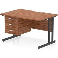 Impulse 1200x800 Scalloped Desk Walnut Black Cantilever Leg + 3D Ped