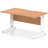 Impulse 1400 x 800mm Scalloped Edge Straight Office Desk Oak Top White