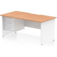 Impulse 1600 x 800mm Scalloped Edge Straight Office Desk Oak Top White