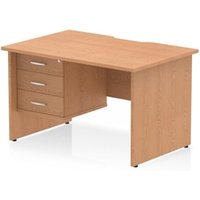Impulse 1200 x 800mm Scalloped Edge Straight Office Desk Oak Top Panel
