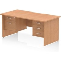 Impulse 1600 x 800mm Scalloped Edge Straight Office Desk Oak Top Panel