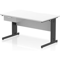 Impulse 1400 x 800mm Scalloped Desk White Black Cable Managed + 1D Ped