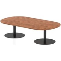 Italia 1800mm Boardroom Coffee Table Walnut Top 475mm High Black Leg