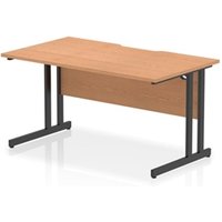 Impulse 1400 x 800mm Scalloped Edge Straight Office Desk Oak Top Black