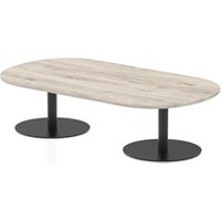 Italia 1800mm Boardroom Coffee Table Grey Oak Top 475mm High Black Leg